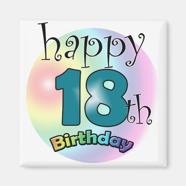 Blauwe Happy 18. Geburtstag Magnet (Vorne)
