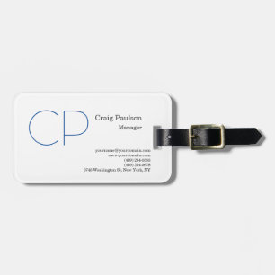 Blauweiß Minimalistisch Modern Monogram Gepäckanhänger