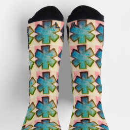 Blauweiß und pink "Star of Life" Ems Socken