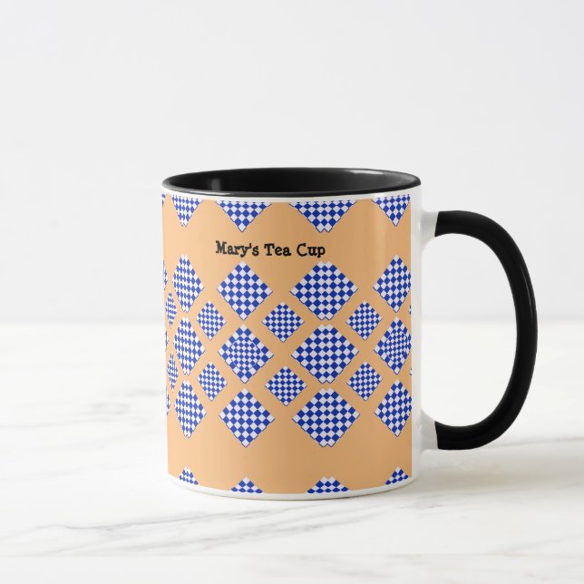 Blauweißbeige Karton Tasse (Rechts)