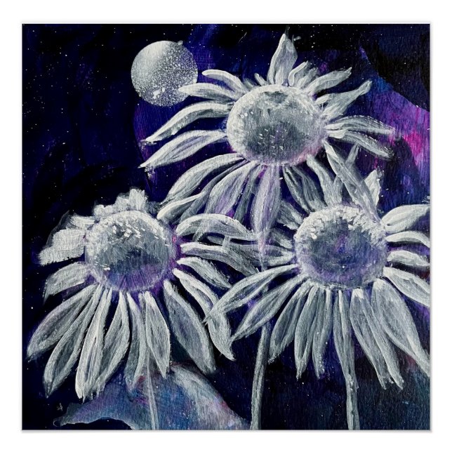 Blauweiße Blume Poster (Vorderseite)