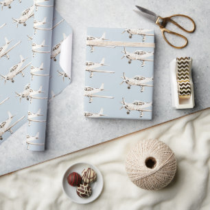 Blauweiße Flugzeuge Geschenkpapier