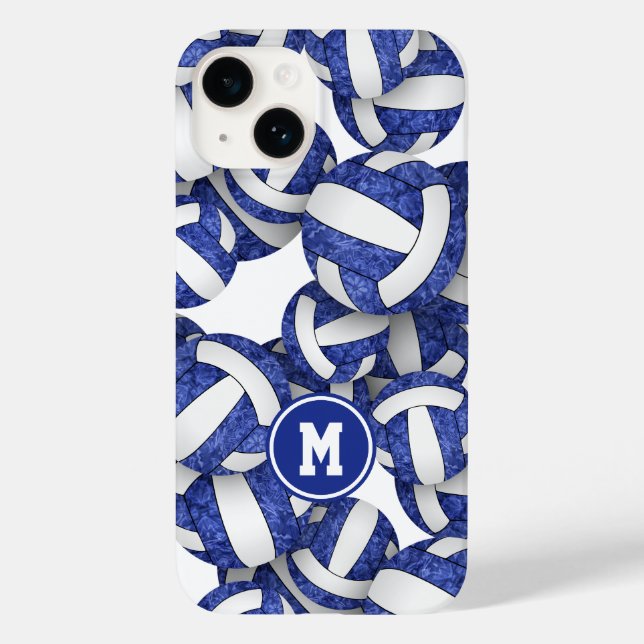 Blauweiße mit Monogramm Gürtelkugeln Case-Mate iPhone 14 Hülle (Rückseite)