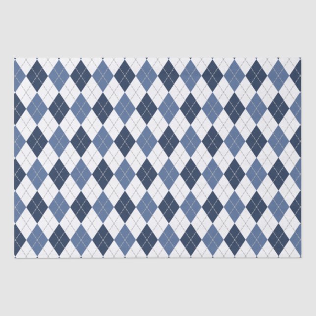 Blauweiße Raute kariert Seidenpapier (Vorderseite)