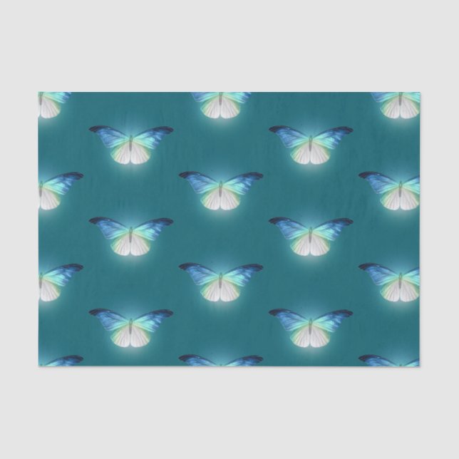 Blauweiße Schmetterlinge Seidenpapier (Vorderseite)