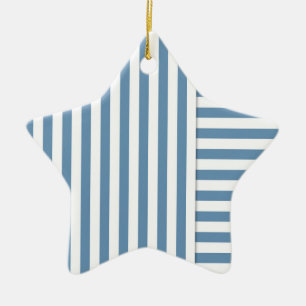 Blauweiße Streifen Keramik Ornament