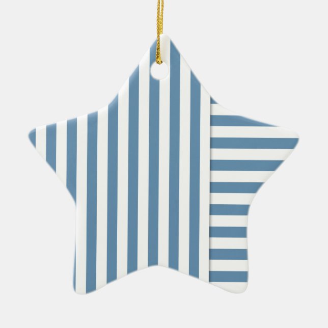 Blauweiße Streifen Keramik Ornament (Vorne)
