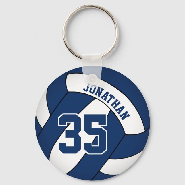 Blauweißer Zangenvolleyball Schlüsselanhänger (Vorderseite)