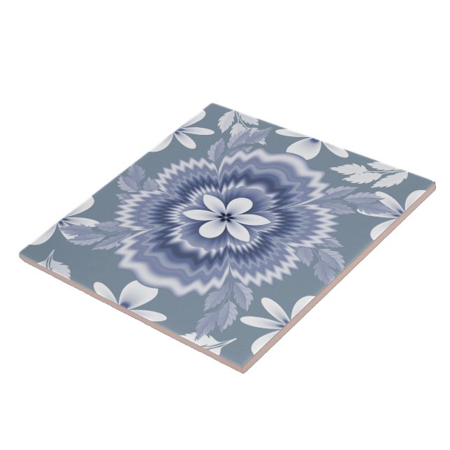 Blauweißes Farbmuster der Blume Fliese (Seite)