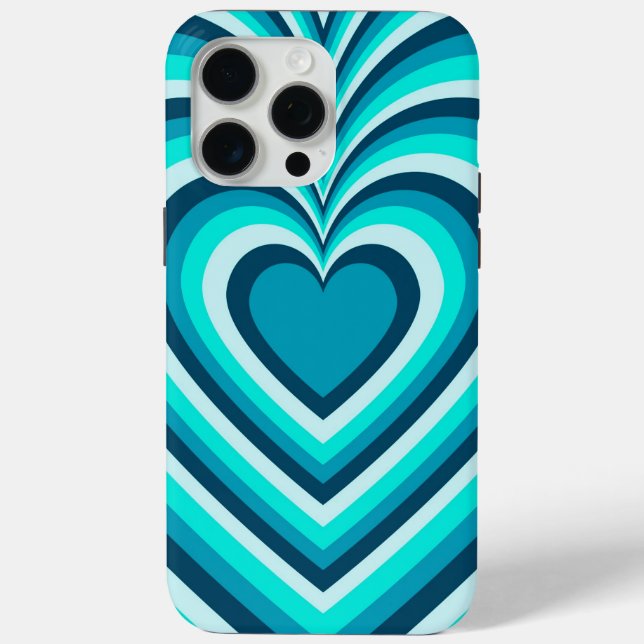 Blauweißes Hypnotisches Herz-Liebe-Muster Case-Mate iPhone Hülle (Rückseite)