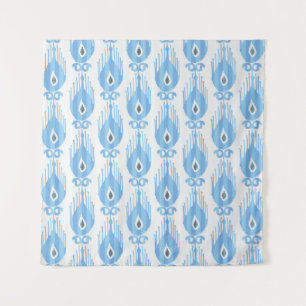 Blauweißes Ikat-Muster Wandteppich