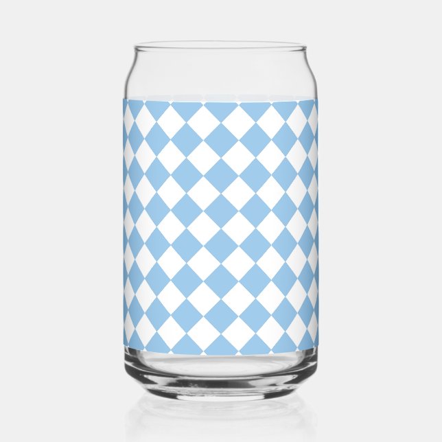 Blauweißes Schachbrett Diamantmuster Dosenglas (Vorderseite)
