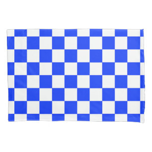 Blauweißes Schachbrettmuster für den Karo Kissenbezug