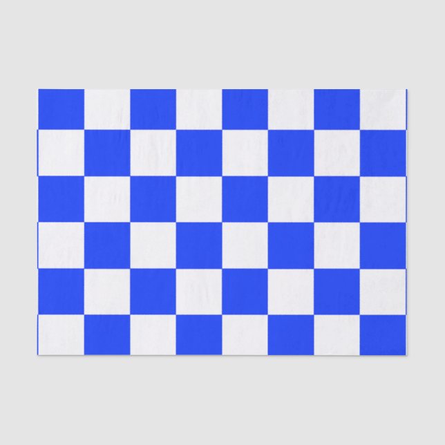 Blauweißes Schachbrettmuster für den Karo Seidenpapier (Vorderseite)