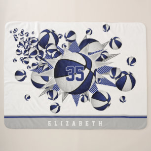 Blauweißes Sportdekor für Basketball Sherpadecke
