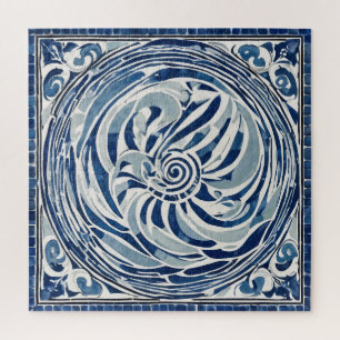 Blauweißes Swirl-Muster 02