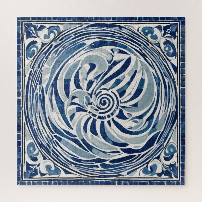 Blauweißes Swirl-Muster 02 (Vertikal)