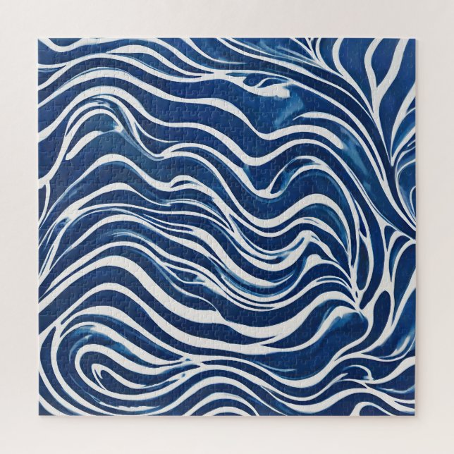 Blauweißes Swirl-Muster 06 (Vertikal)