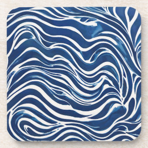 Blauweißes Swirl-Muster 06 Getränkeuntersetzer