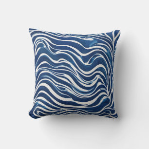 Blauweißes Swirl-Muster 06 Kissen