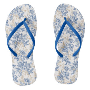 Blauwintermuster für Vintage Blume Flip Flops