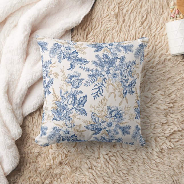 Blauwintermuster für Vintage Blume Kissen (Decke)