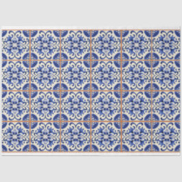 Blauziegel mit Orangenhain Seidenpapier