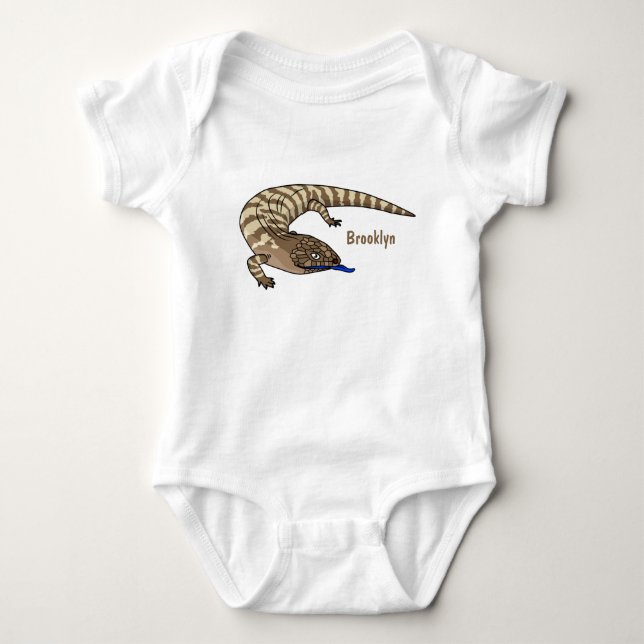 Blauzungenreptilierer Cartoon Baby Strampler (Vorderseite)