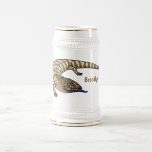 Blauzungenreptilierer Cartoon Bierglas