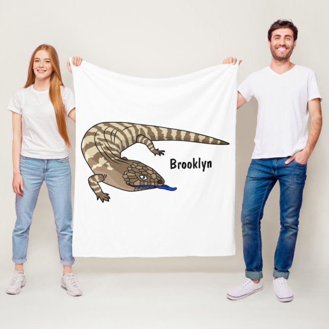 Blauzungenreptilierer Cartoon Fleecedecke (Beispiel)