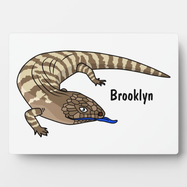 Blauzungenreptilierer Cartoon Fotoplatte (Vorderseite)