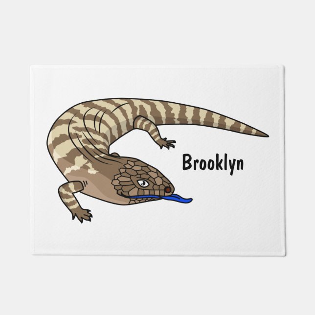 Blauzungenreptilierer Cartoon Fußmatte (Vorderseite)