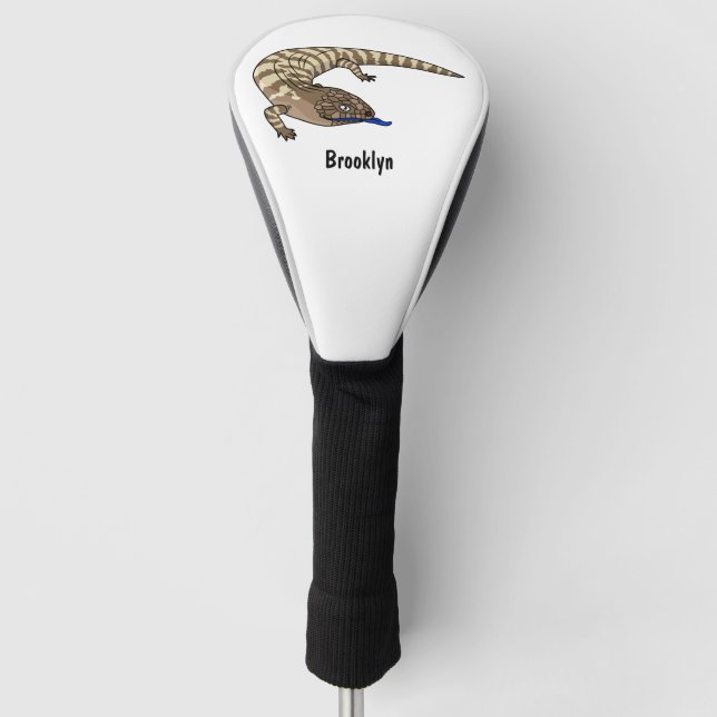 Blauzungenreptilierer Cartoon Golf Headcover (Vorderseite)