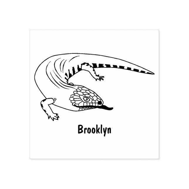 Blauzungenreptilierer Cartoon Gummistempel (Prägung)