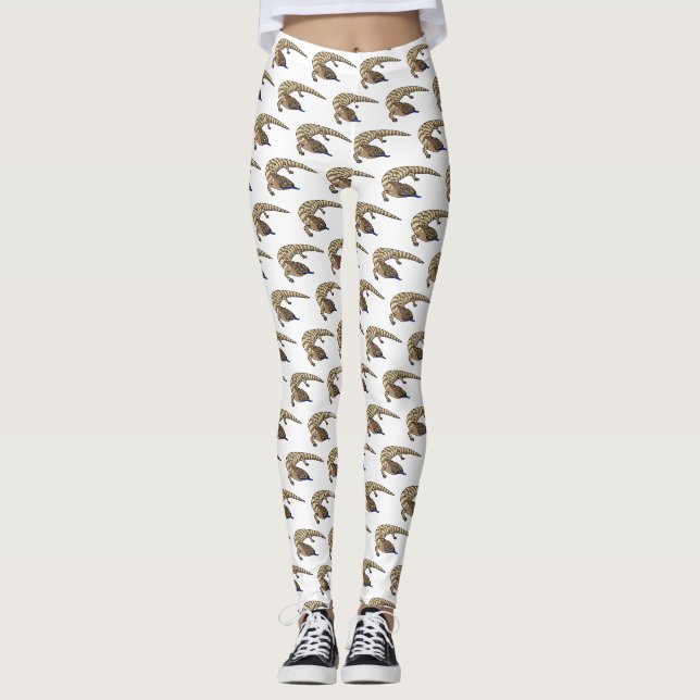 Blauzungenreptilierer Cartoon Leggings (Vorderseite)