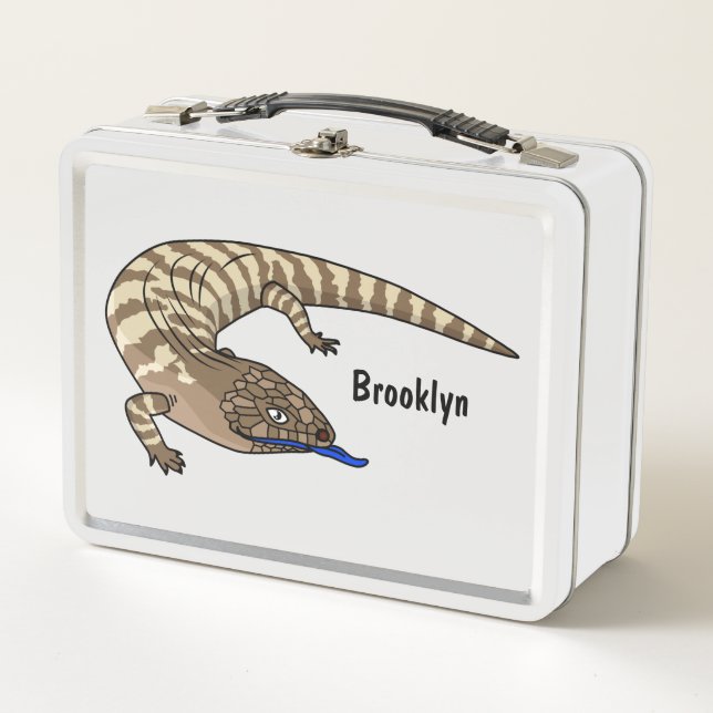 Blauzungenreptilierer Cartoon Metall Brotdose (Vorderseite)
