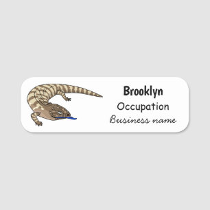 Blauzungenreptilierer Cartoon Namensschild