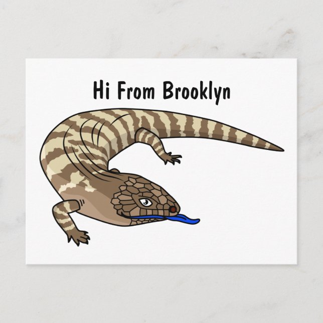 Blauzungenreptilierer Cartoon Postkarte (Vorderseite)