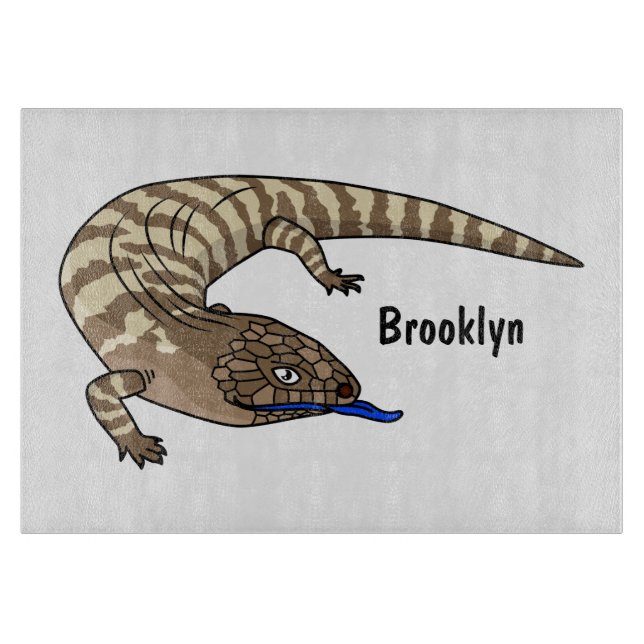 Blauzungenreptilierer Cartoon Schneidebrett (Vorderseite)