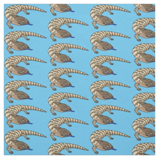 Blauzungenreptilierer Cartoon Stoff (Muster)