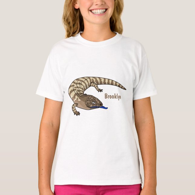 Blauzungenreptilierer Cartoon T-Shirt (Vorderseite)