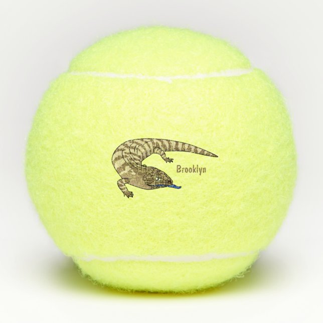 Blauzungenreptilierer Cartoon Tennisbälle (Vorderseite)