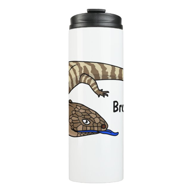 Blauzungenreptilierer Cartoon Thermosbecher (Vorderseite)