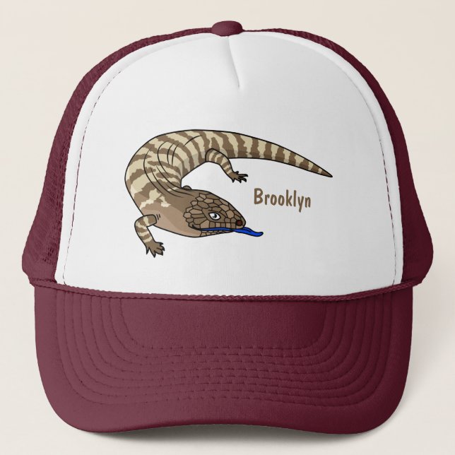 Blauzungenreptilierer Cartoon Truckerkappe (Vorderseite)