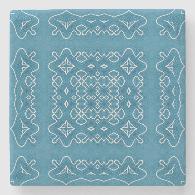 Blauzungentafel Muster - komplizierte Geometrie Steinuntersetzer (Vorderseite)