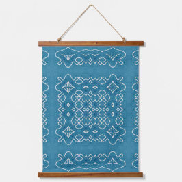 Blauzungentafel Muster - komplizierte Geometrie Wandteppich Mit Holzrahmen