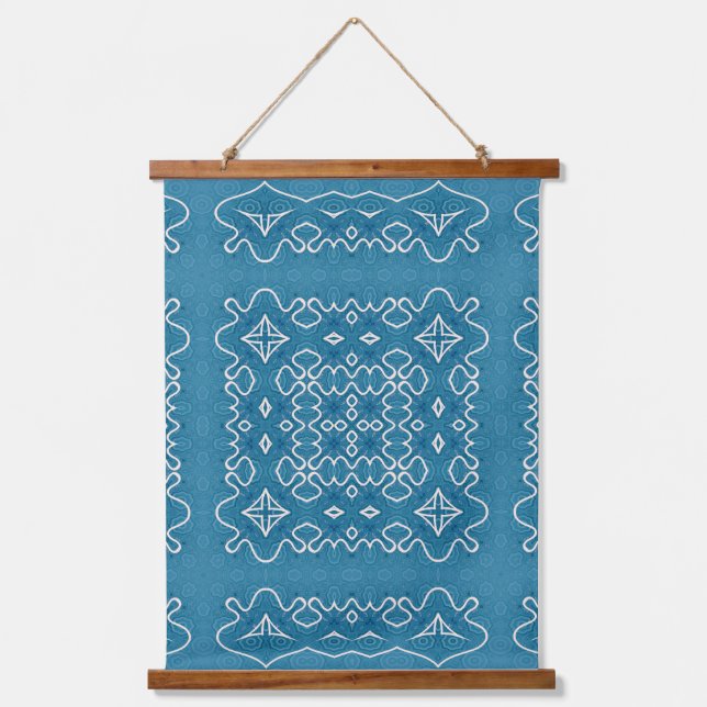 Blauzungentafel Muster - komplizierte Geometrie Wandteppich Mit Holzrahmen (Vorderseite)