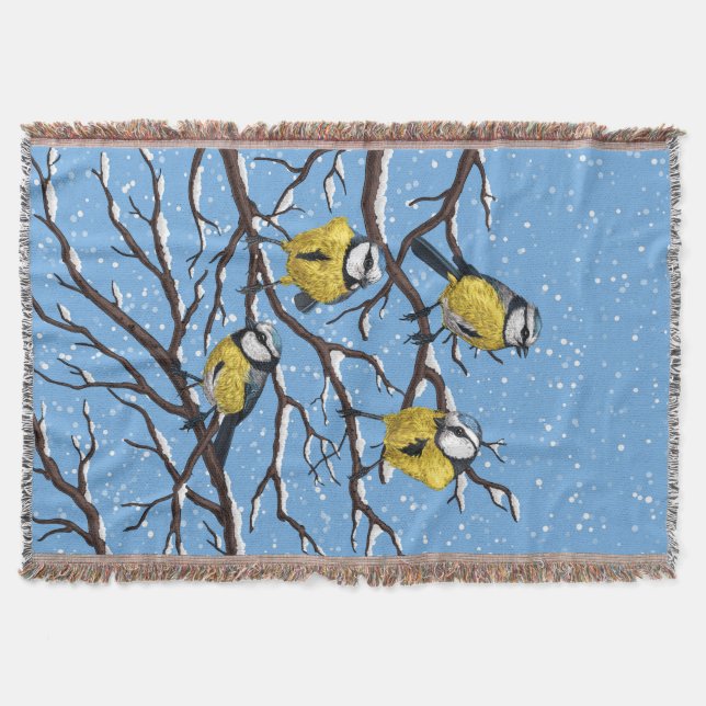 Blauzungenvögel im Winter Decke (Vorderseite)