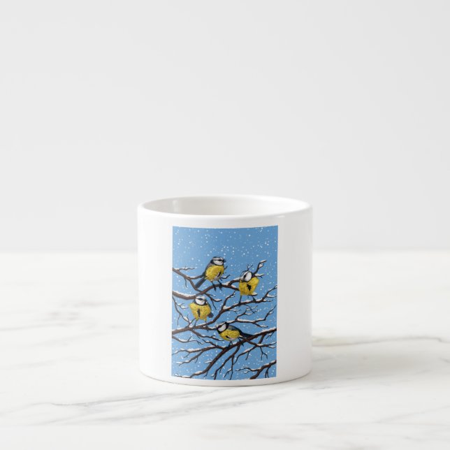 Blauzungenvögel im Winter Espressotasse (Vorderseite)