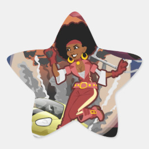Blaxploitation-Afro-Spion Stern-Aufkleber